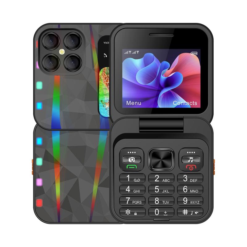 FUFFi-Foldable Mini Phone ，Glowing , 2.4 Inch Display, Dual Sim Support, Fm Radio, Fun Student & Kids Mobile Device