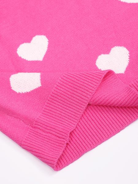 Women's Heart Print Round Neck Sweater, Casual Long Sleeve Crew Neck Jumper, Women's Knitwear For Daily Wear, Womenswear, Tops