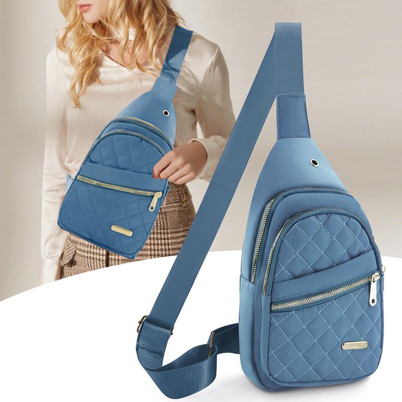 Lightweight & Waterproof,Solid Color Quilted Fanny Pack-Casual Large Capacity Zipper Chest Belt Bum Bag,Adjustable Sling Bag for Daily Use,Fashionable Large Capacity Sling Bag.