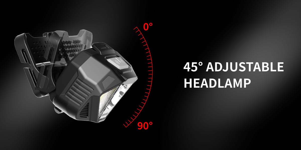 WARSUN Rechargeable Headlamp – 500LM COB LED with Motion Sensor, Type-C Charging, Dual Power, 10H Runtime, Waterproof, for Camping, Work & Emergency