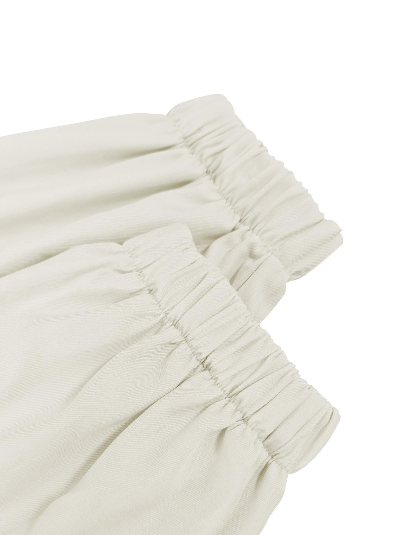 Women's solid color casual asymmetrical neck top paired with elastic waist trousers, a country-style two-piece set, Everyday suitable for daily commuting and all seasons.