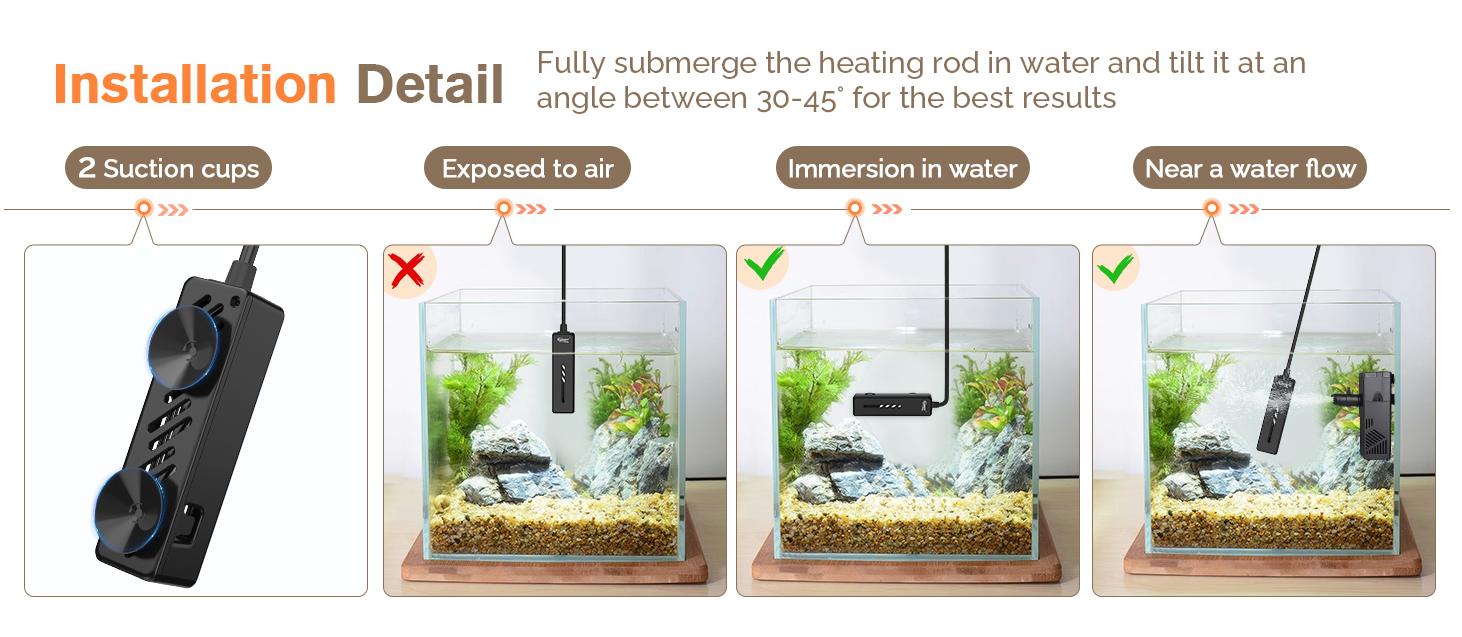 hygger Mini Fish Tank Submersible Heater 20W/75W for 1 -15Gallons Desktop Betta Aquarium Heater with Digital Display Controller Adjustable Temperature