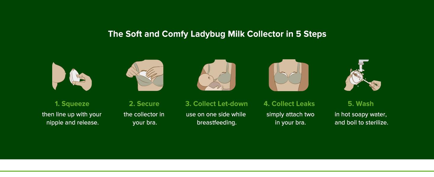 haakaa Ladybug Silicone Breast Milk Collector - Breast Shells Nursing Cup for Breastfeeding, Protect Sore Nipples, Extra-Soft and Reusable