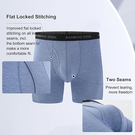 BAMBOO COOL Men's Underwear Boxer Briefs Soft Comfortable 92% Viscose 8% Spandex Gift Sets for Boyfriend 4 Pack or 7 Pack Premium Material Breathable Moisture-Wicking Elastic Stretching SpringStatements BAMBOO COOL Men's Underwear Boxer Briefs Soft Comfortable 92% Viscose 8% Spandex Gift Sets for Boyfriend 4 Pack or 7 Pack Premium Material Breathable Moisture-Wicking Elastic Stretching SpringStatements