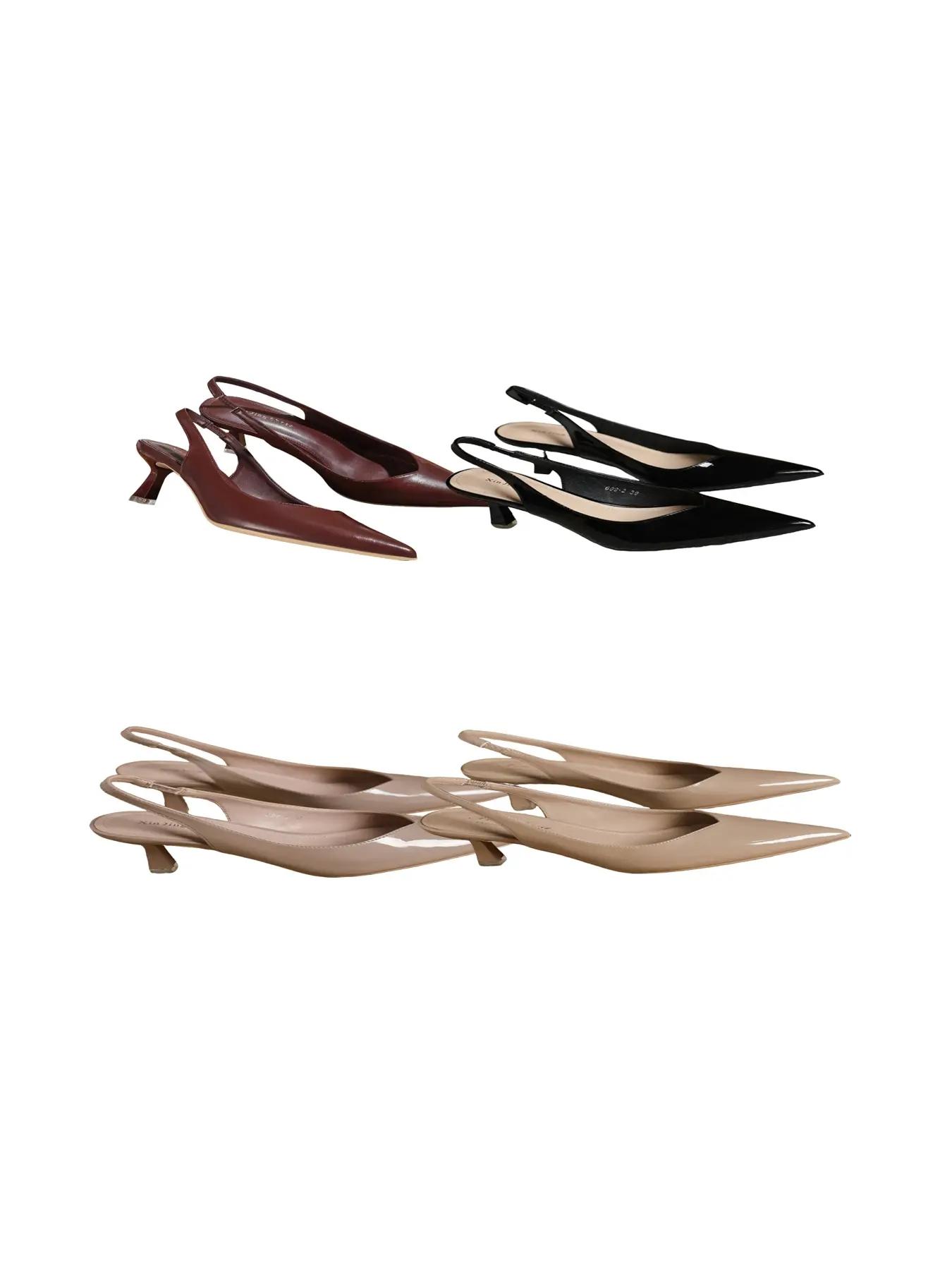 Summer Outfits 2024 Minimalist Temperament Pu Leather Slingback Pumps, Simple Design All-match Solid Color  Heels, Elegant Pointed Toe Slip on Shoes for Daily Work Office