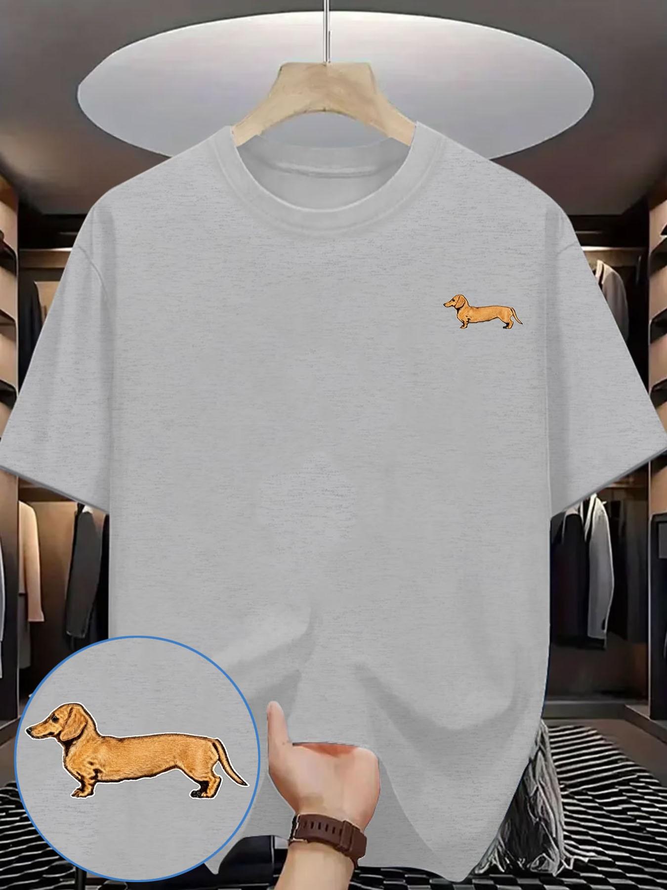 Classic Hot Dog Print T-Shirt, Men's Casual Slim-Fit Short Sleeve Top, Trendy Streetwear for Daily Wear, Comfortable & Stylish Design