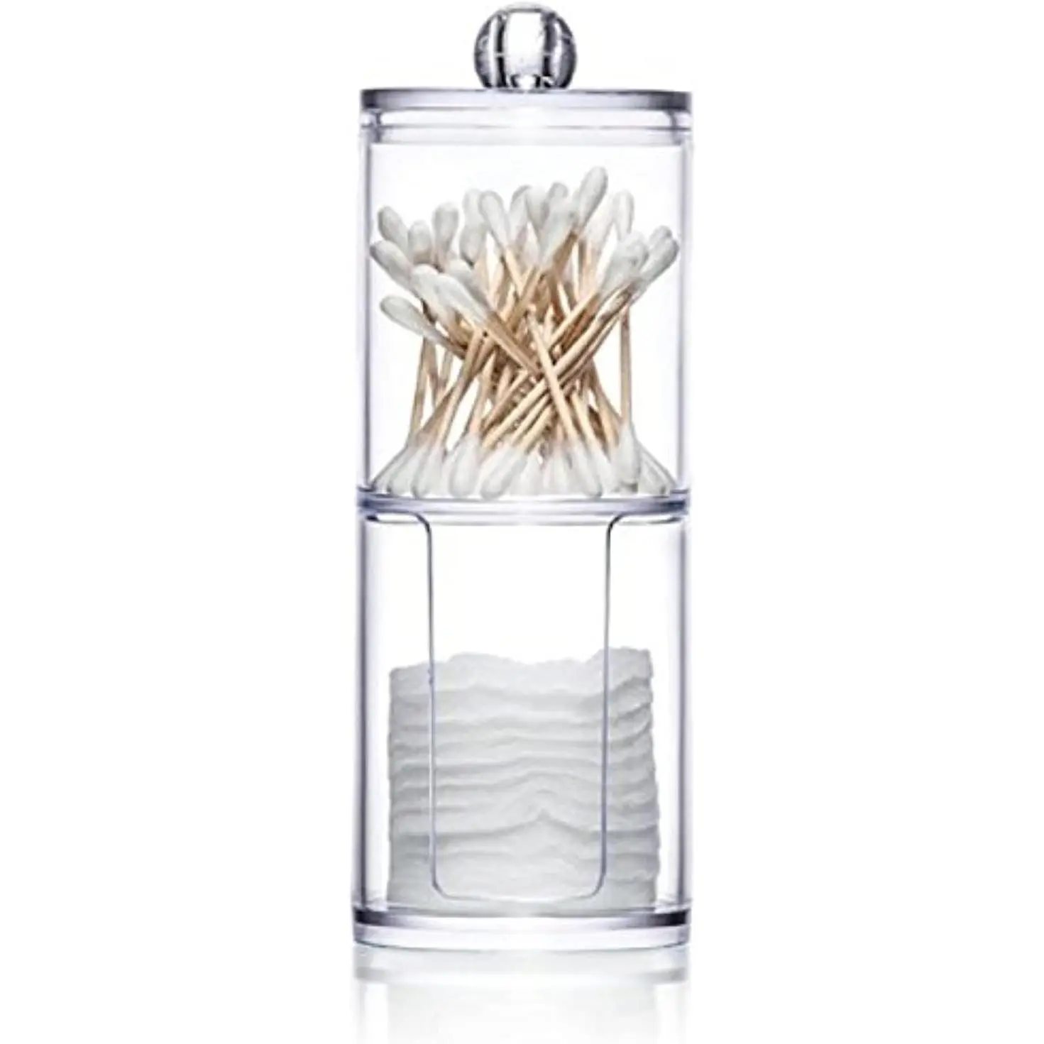 Transparent  Ball Pad Swabs Make Up Pads Dispenser Holder Organizer Container with lid Multifunction   Makeup Organizer (A)