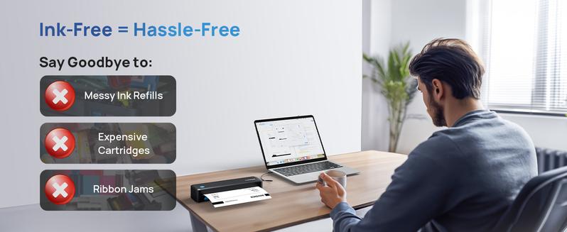 Portable Printers Wireless, D820 Thermal Inkless Printer Support Sizes from 8.5" x 11" to 2" Width, AI Printer, Suitable for Smartphone & PC, Bluetooth Printers for Travel, Home Use Fathersdaygift