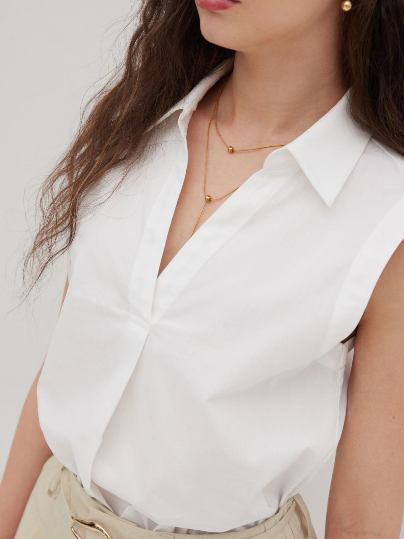 Women's Casual Loose V-Neck Sleeveless Shirt Jumpsuit, Elegant Woven Fabric, Slim Fit, Perfect for Daily Wear