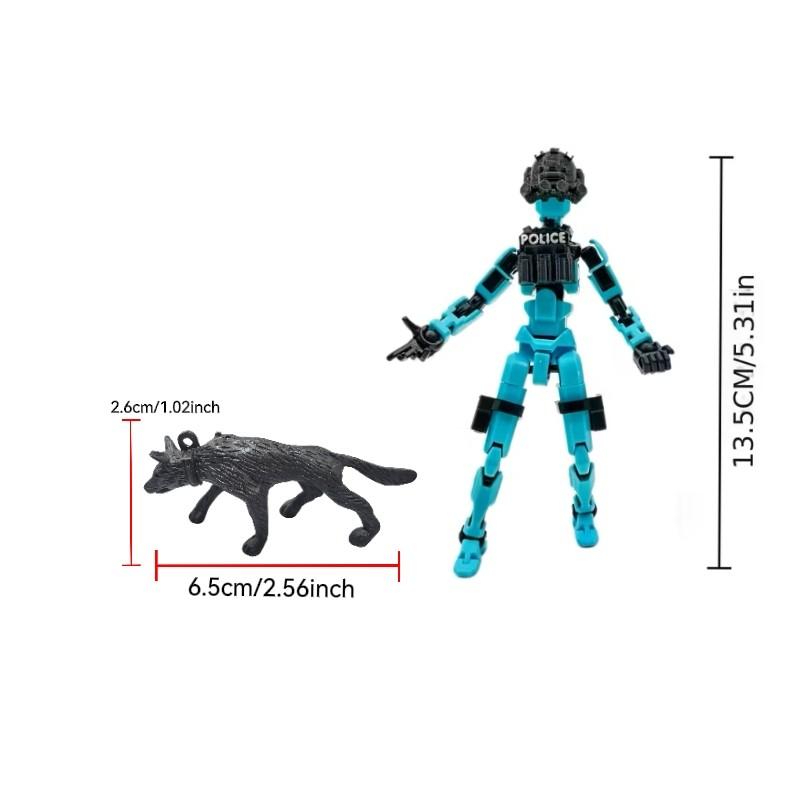 T13 Action Figure Police Style Military Theme Doll with K-9, Jointed Figure, Desktop Collection Decorative Ornament, Perfect for Collectors
