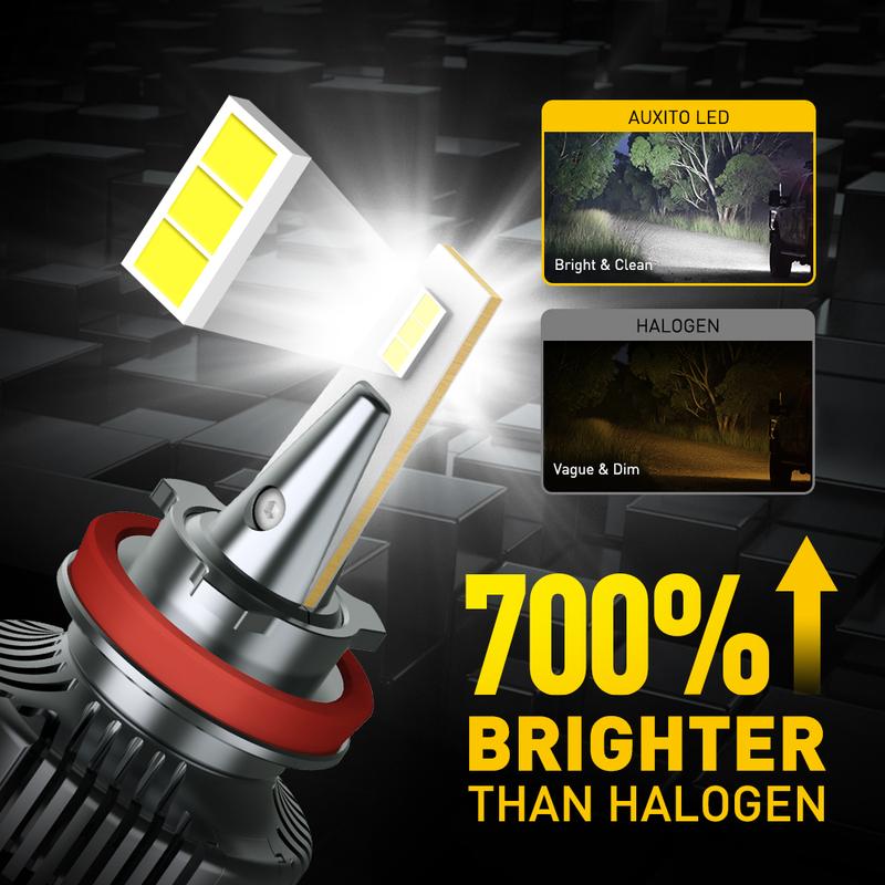 AUXITO H11 LED Bulbs H8 H9 LED Lights, 80W 16,000LM Per Pair, 500 Percent Brighter, 6500K Cool White, Angle Adjustable CanBus Ready Bulbs, Pack of 2 Y13