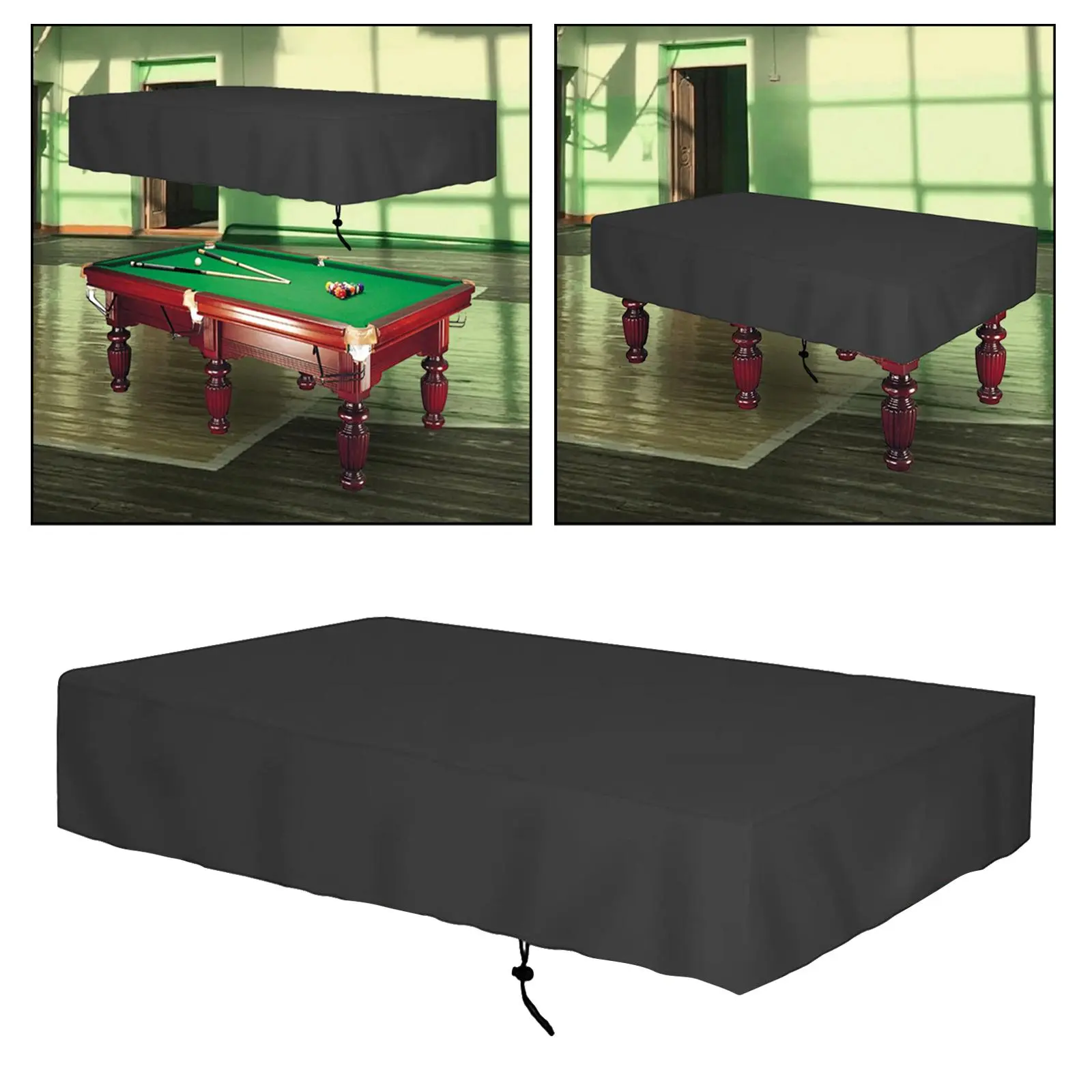 Billiard Pool Table Cover Elastic Cord Closure Lightweight Furniture Cover for Outdoor Tables Chairs Game Tables Indoor Sofas