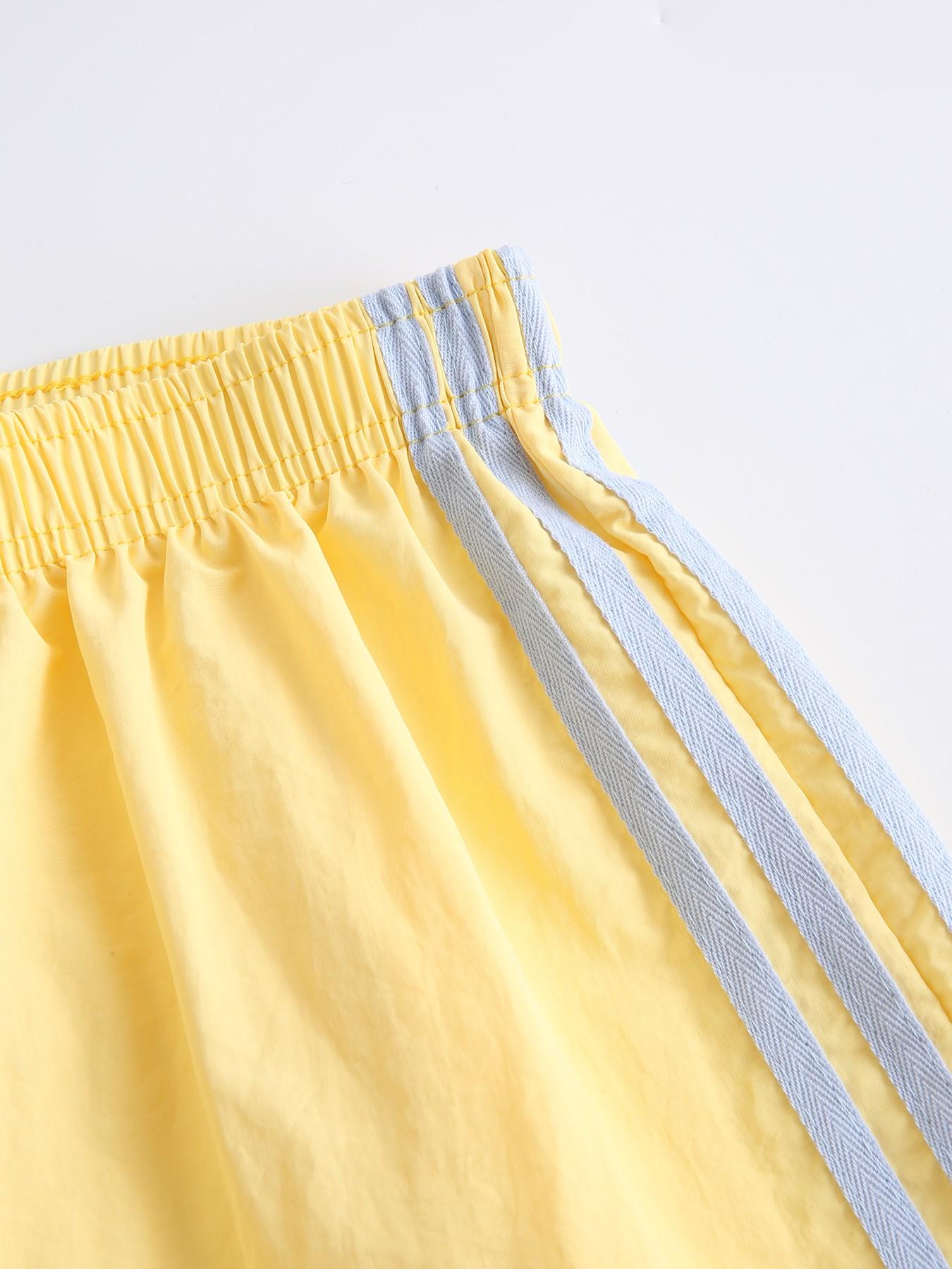Women's Summer Striped Lightweight Athleisure Shorts, Elastic Waist Loose-Fit Workout Shorts, Casual Beachwear, Multiple Colors Available, Loose Sporty Shorts