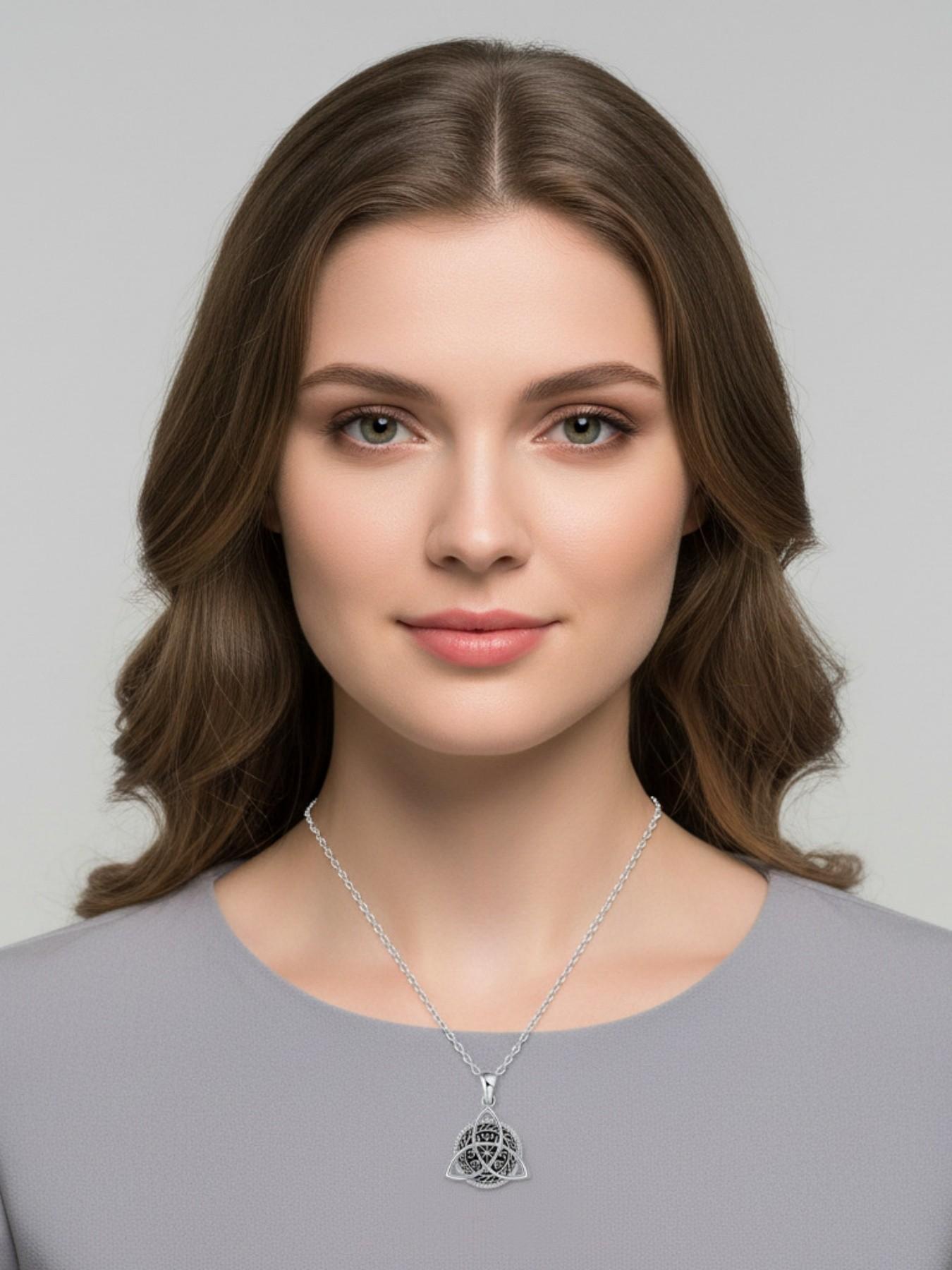 Triangle Pact · Dark Pattern Diamond Original niche Celtic knot vintage gem & diamond necklace with purple preserved rose gift box. Perfect for birthdays, Mother's Day, Valentine's Day and all festive gifting.