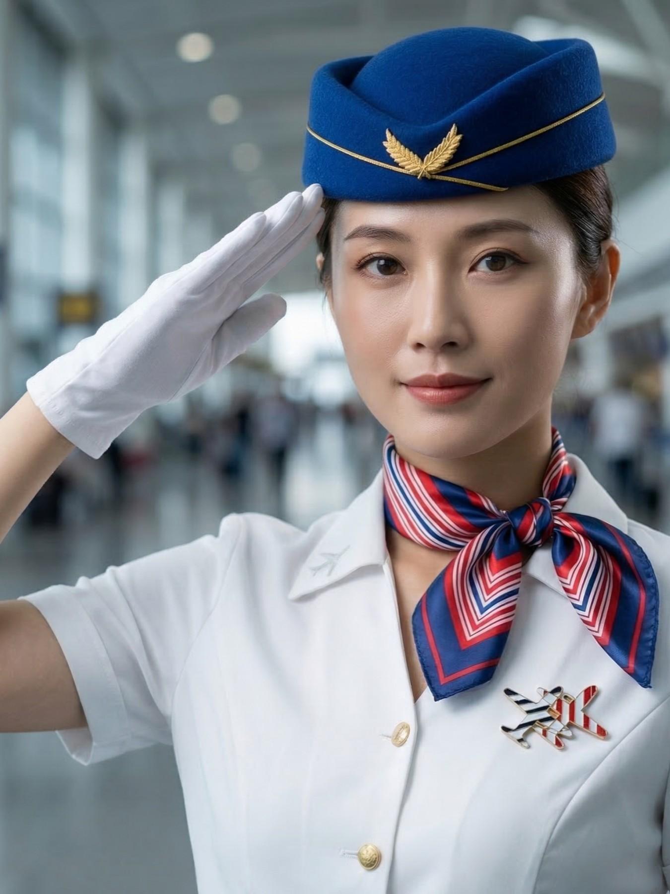 3-Piece Holiday Flight Attendant Costume Set for Women, Includes Hat, Scarf, Gloves, Perfect for Role Play, Vintage Stewardess