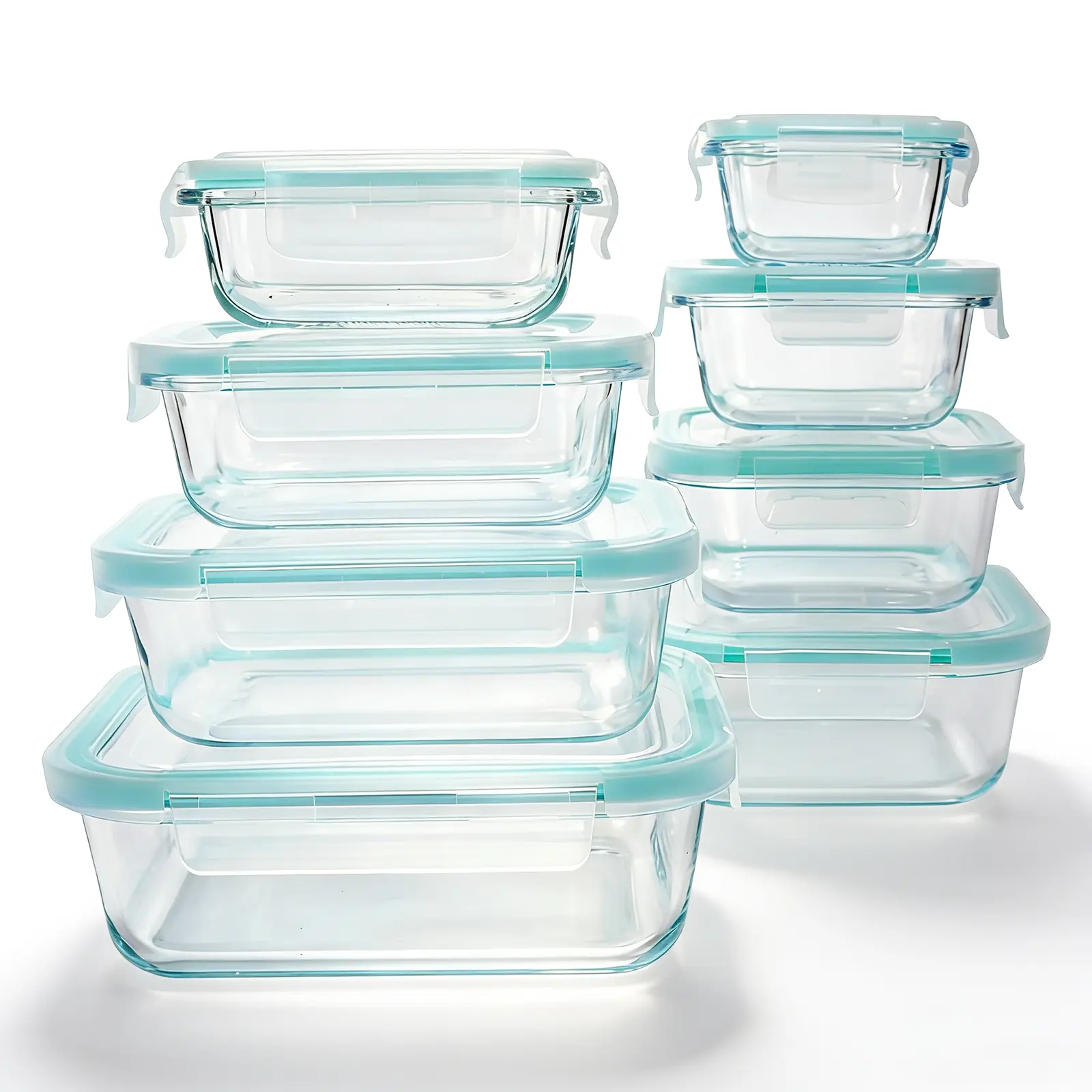 8 Pack Glass Food Storage Containers with Lids -Stackable Design for Kitchen Utensils Oven Microwave Freezer Dishwasher Kitchenware Lunch Compartment  Airtight Meal Prep,Extra Large Storage,summervibes outdoorfun Reusable Kitchen Kitchen Utensils summerwi