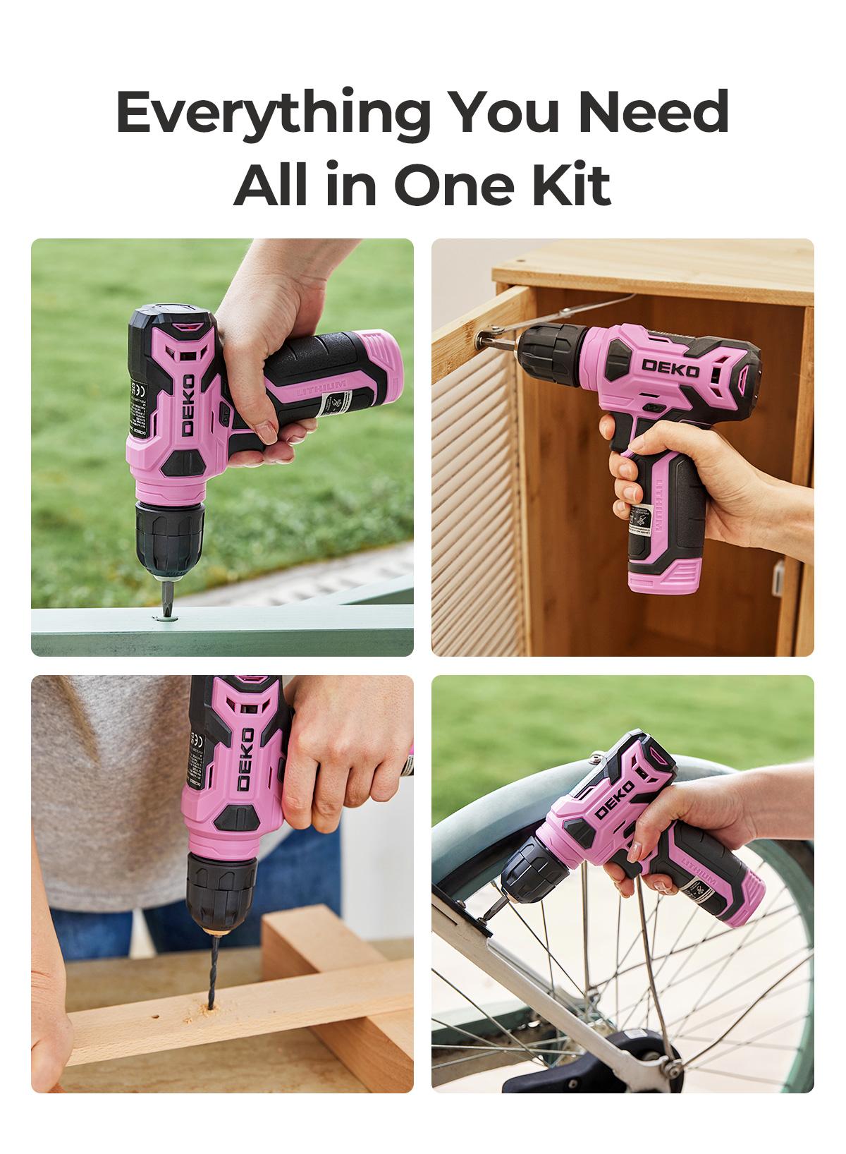 DEKO 8V Cordless Drill Set – 126-Piece Home Tool Kit With Storage Case, DIY Power Tools For Fence Work, Home Décor, Furniture Assembly & Everyday Repairs