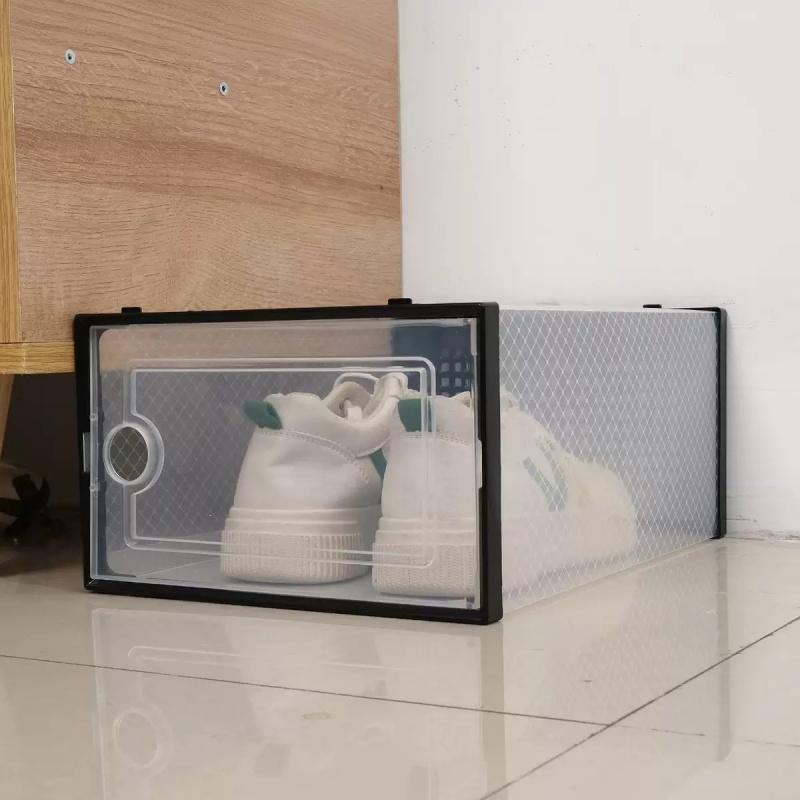 6-Pack thickened transparent shoe box (with lid), foldable stackable shoe rack, space-saving storage organizer, Clear shoe organizer, suitable for homes and dormitories