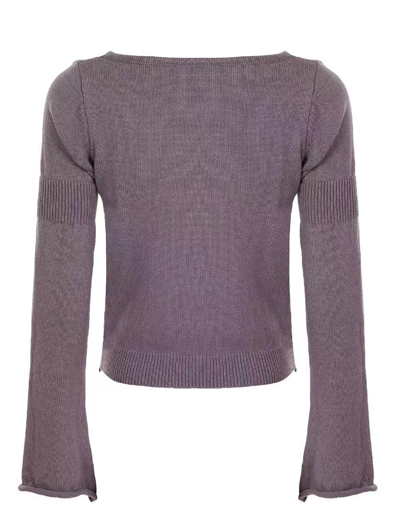 Elegant V Neck Floral Long Sleeve Knitwear Sweater for Women, Slim Fit Casual Top with Chic Unique Design, Perfect for Spring & Fall Fashion