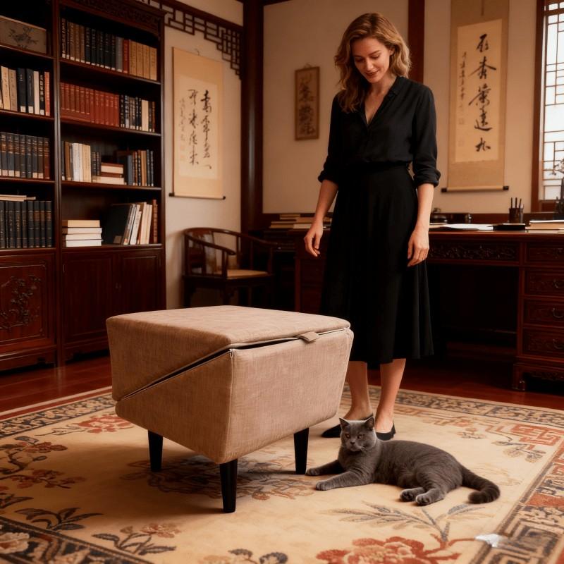 A spine-protecting, anti-injury dog staircase with a stable structure, soft and anti-slip, folding and storage, suitable for corgi, Xi Shi, elderly teddy, home living room, bedside, camping and pet steps