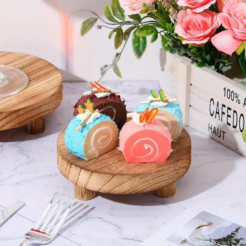 Wooden Display Riser, Woody, Rustic Wood Finish, 3 Counts/set Versatile Cake Stand & Pedestal for Farmhouse Decor, Perfect for Easter, Valentine's Day & New Year, Racks
