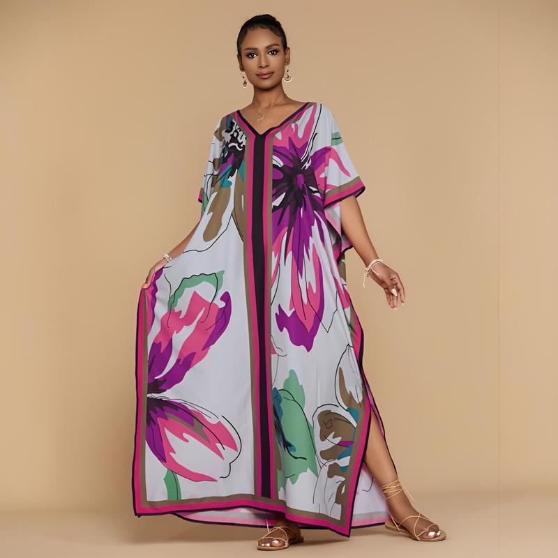 Bsubseach Kaftan Dresses for Women Plus Size Beach Swimsuit Cover Up V Neck Caftan Dress Loungewear