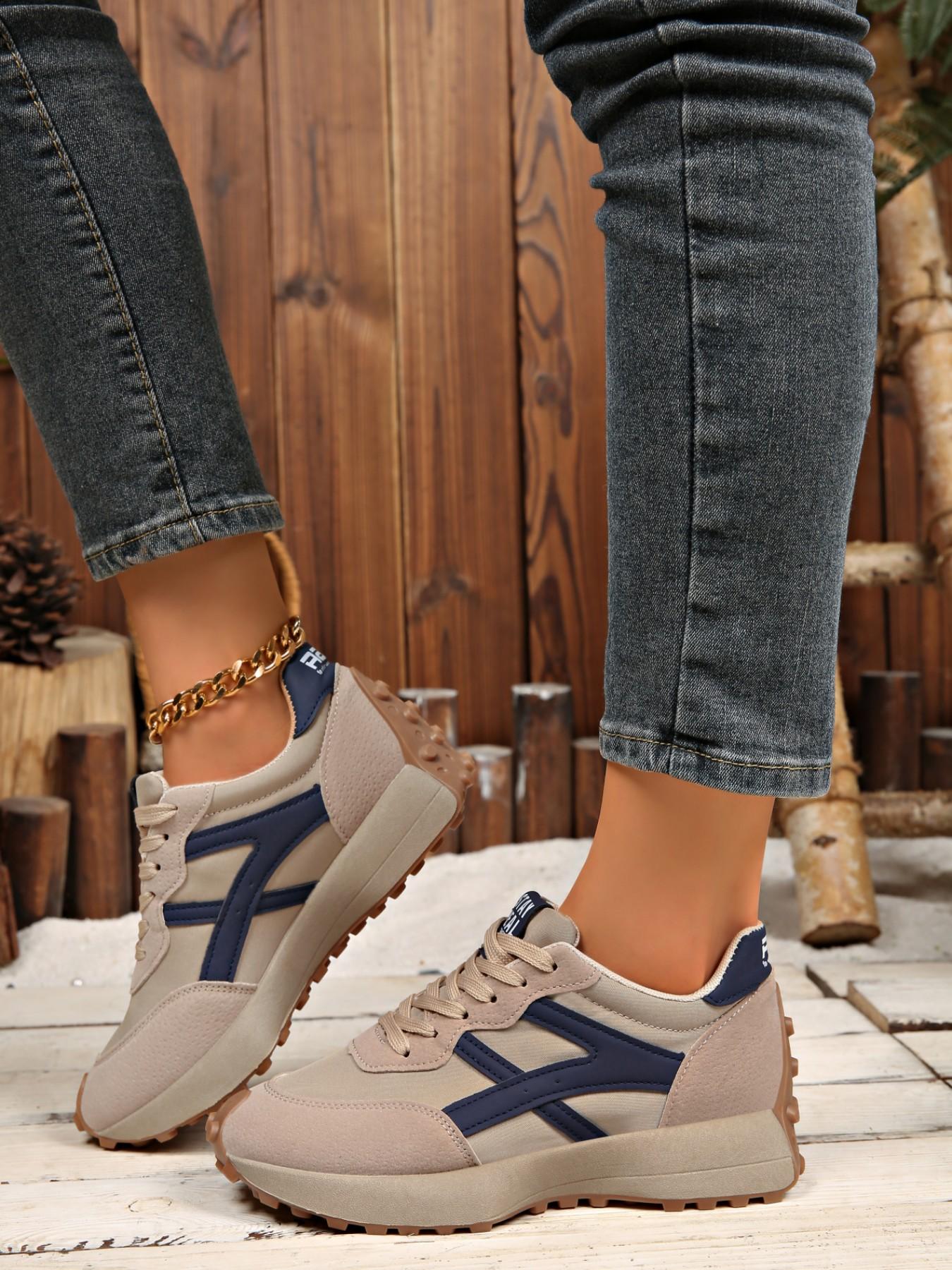 Women's Fashion Thick Sole Sports Shoes, Breathable Trendy Walking Shoes, Comfort Support, Casual All Season Footwear for Daily Wear & Gym Use