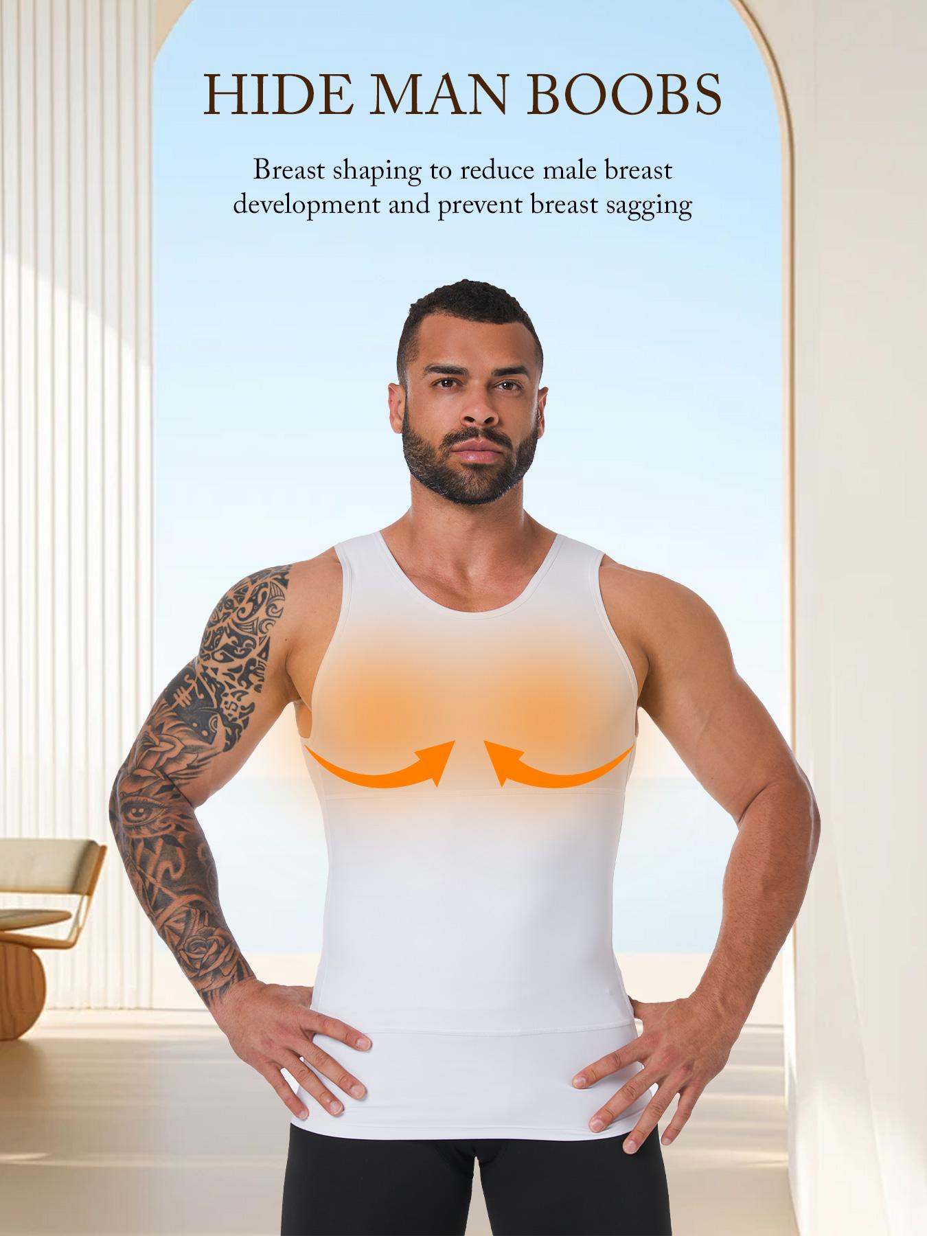 Men's Solid Color Plain Compression Shaper Top, Waist Trainer Vest, Waistline Shaper, High-Stretch Tummy-Control Shapewear Tank Top for Men, Compression Tops