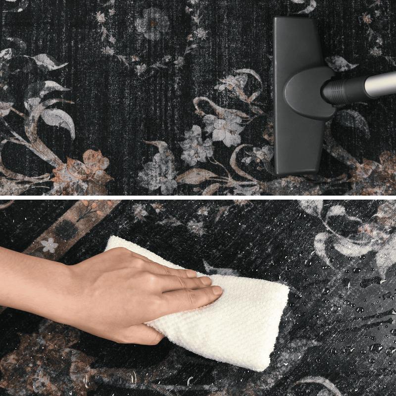 Brown Washable Faux cashmere Area Rug,Indoor Home Decor Rug,vintage printed carpet,Boho Vintage Distressed Non-Slip Low-Pile Non Slip Carpet for Living Room,Dining Room,Office, 5x8ft,6x9ft