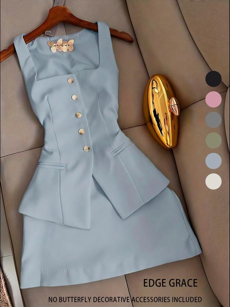 New Women's Short Skirt Two-Piece Set Vest Top Elegant Casual Fashion, Stylish Summer, Perfect for Daily Wear