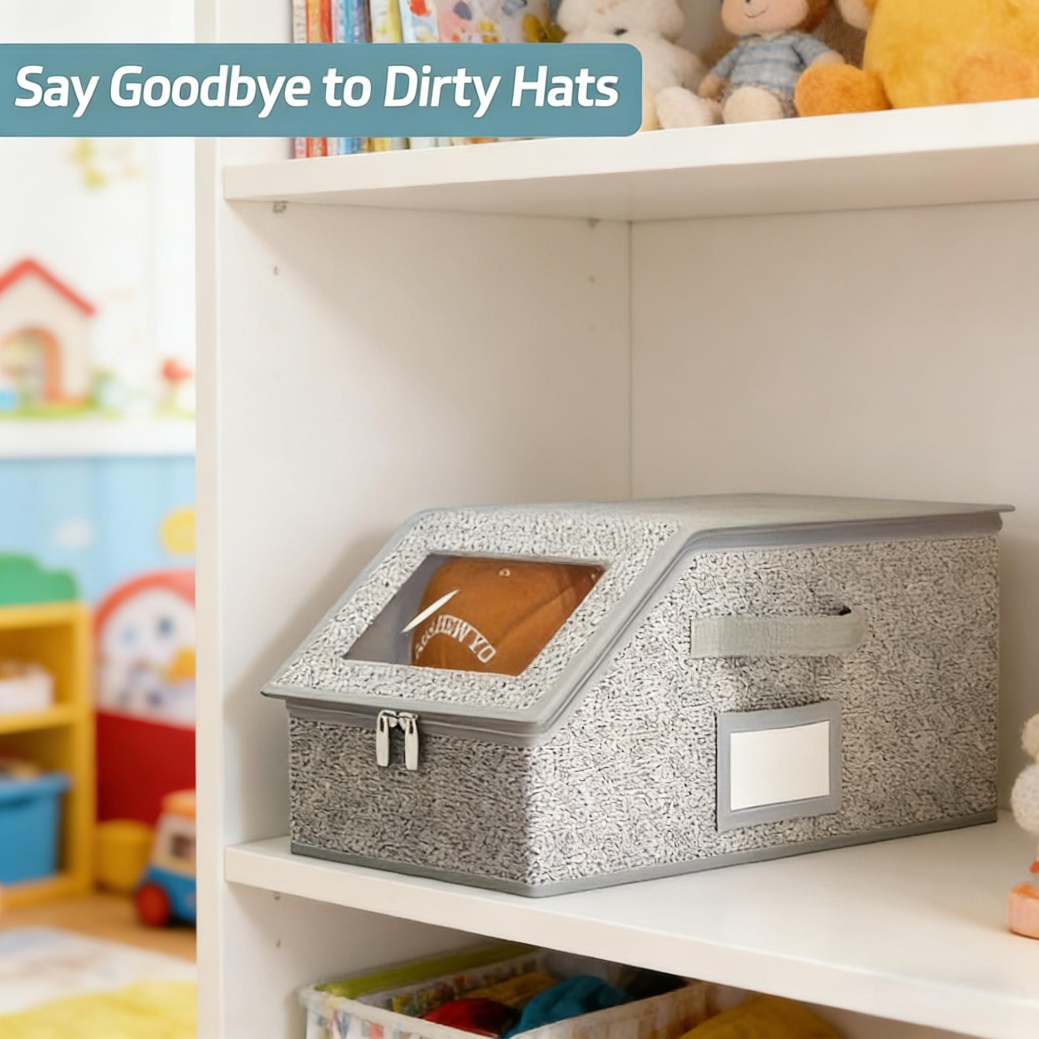 Foldable Dustproof Zipper Storage Box, Large Capacity Stackable Hat Organizer, Ideal for Closet Organization, Travel, Space Saving