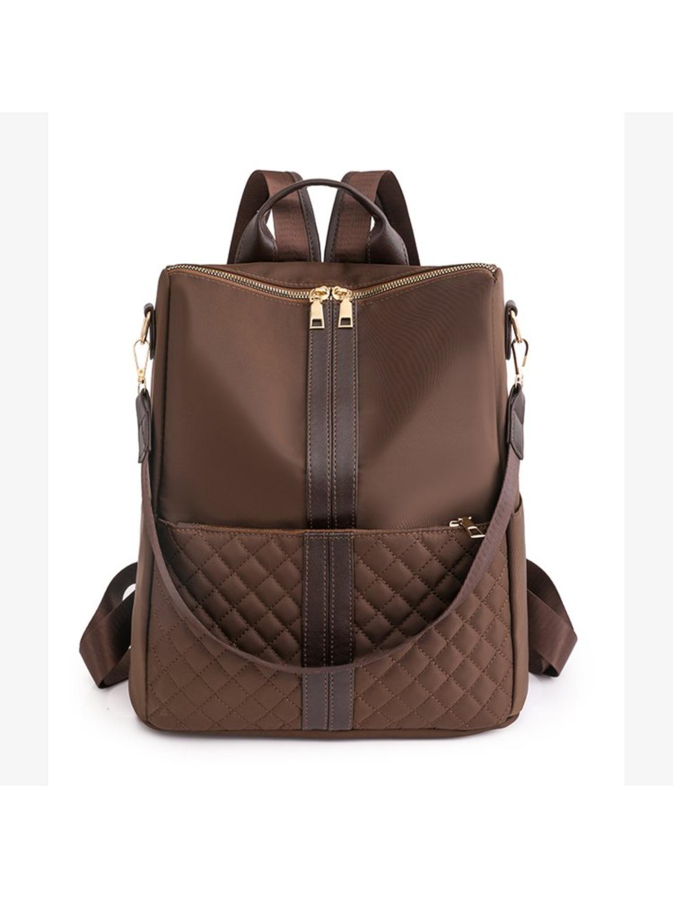 New Light Brown Minimalist Luxury Patchwork Casual Lightweight Backpack Versatile Carry Options for Effortless Style Perfect for Daily Commutes and Light Travel Essential Women's Bag