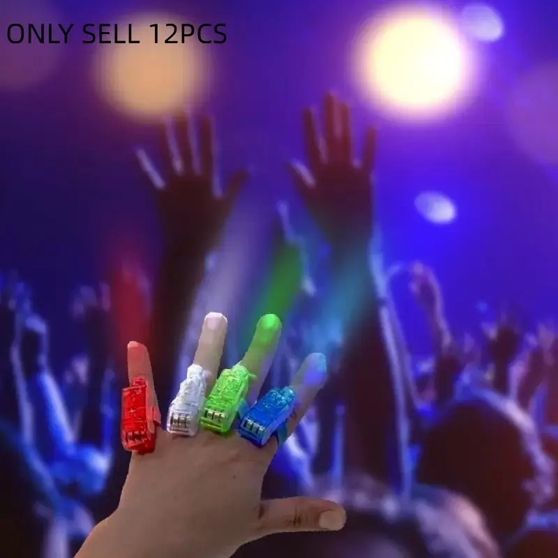 12 x Sensory Finger Lights Super Bright LED Finger Light Beams Light up Toys Party Favour Supplies Pack Gifts for Kids Adults Birthday Halloween Christmas Party Favors Classroom Rewards Goodie Bag Fillers Party Lighting