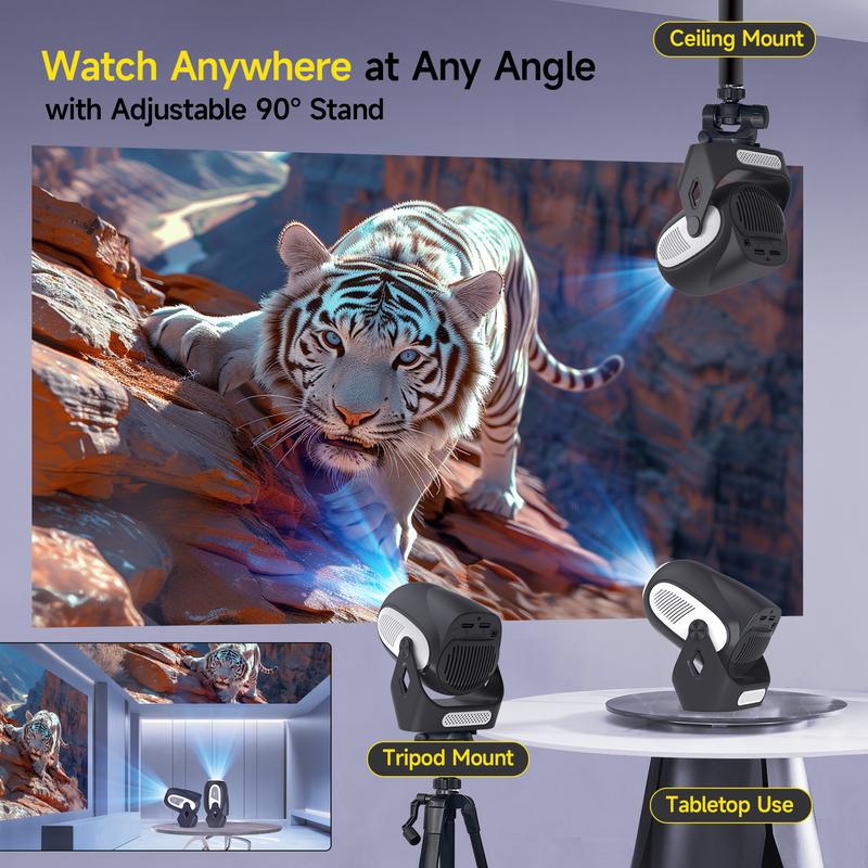 [US warehouse] Magcubic Latest HY300X Projector 4K Videosource Supported  Electric Focus 300ANSI 1280*720P Allwinner H713 BT5.0 Built-in Speaker Home Cinema Outdoor portable Panda Color Projetor