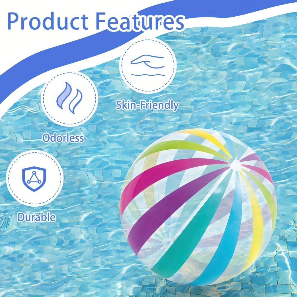 2 packs of colorful striped beach balls, inflatable PVC balls for pool parties and gatherings.