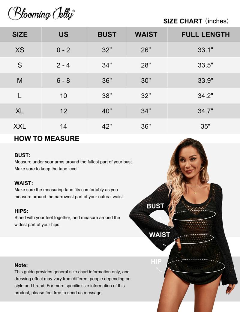 Blooming Jelly Womens Crochet Swimsuit Cover Up Knot Back Swim Cover Ups Drawstring Bathing Suits Coverup