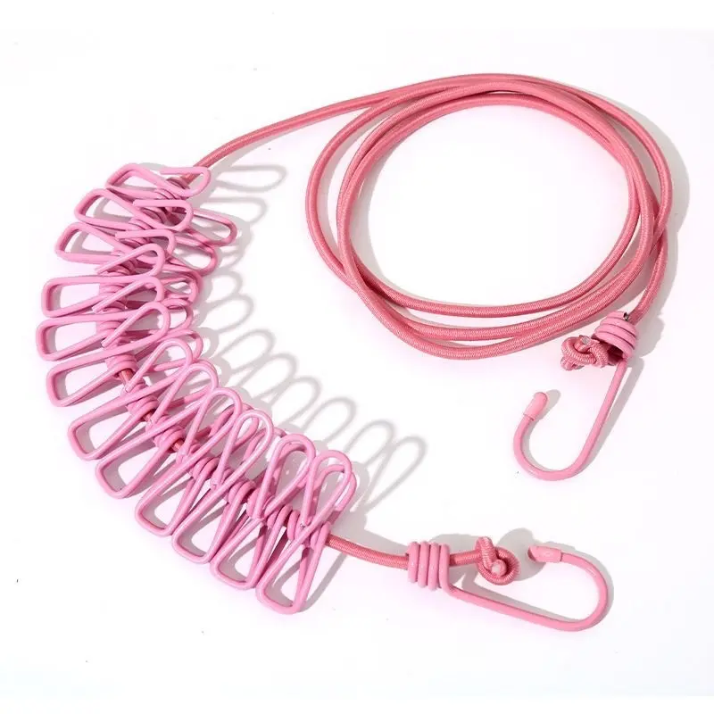 This elastic clothesline with 12 clips is ideal for drying socks, underwear, and other small items. The portable, retractable design makes it perfect for laundry, outdoor use, camping, hotels, and other settings.