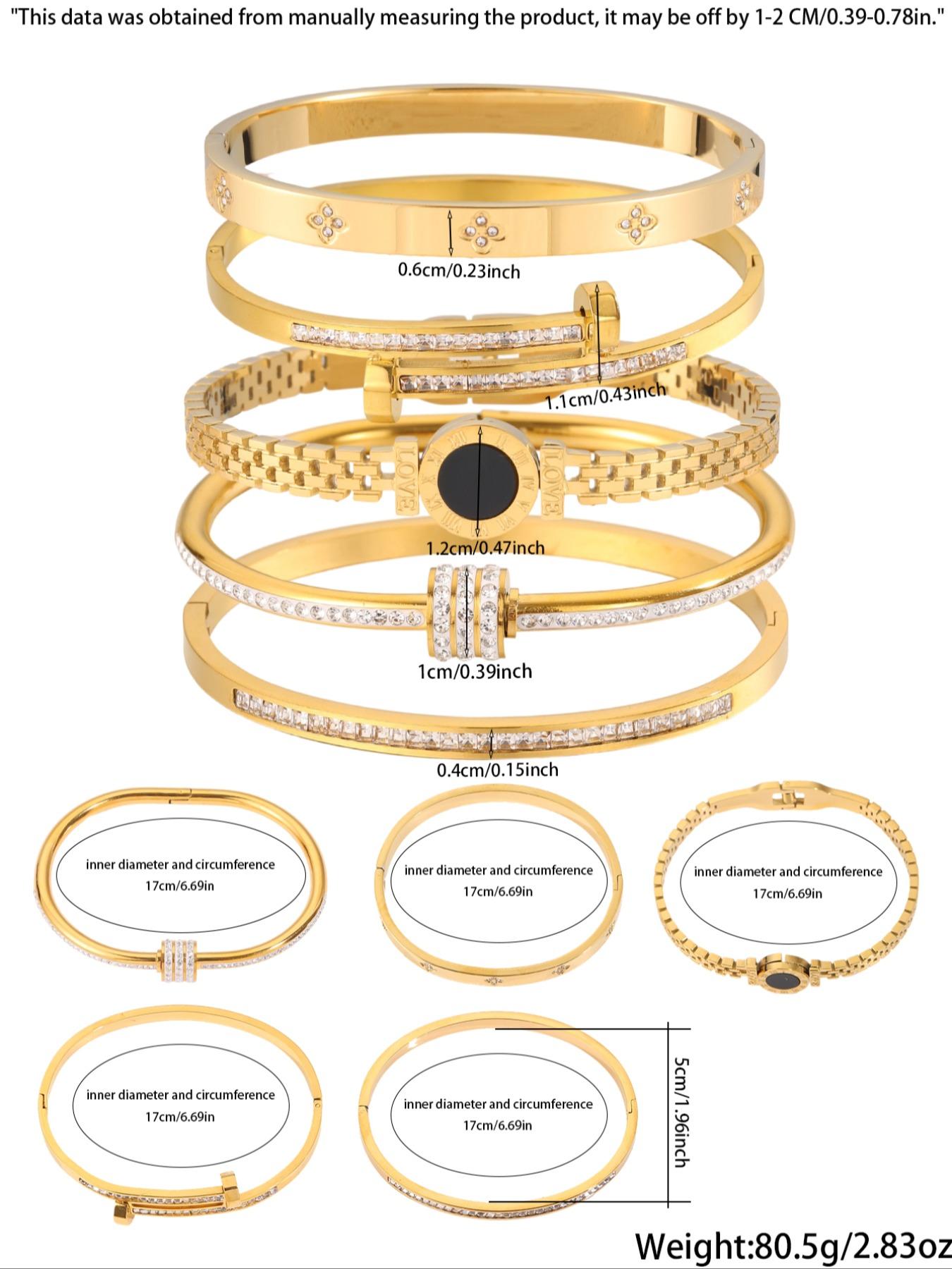 5-piece Set Of Unisex's Elegant and Luxurious 304 Stainless Steel Bracelets with Gift Box, High-quality and Fashionable Items for Christmas Gift, Birthday Gift Box and Stackable Bracelets