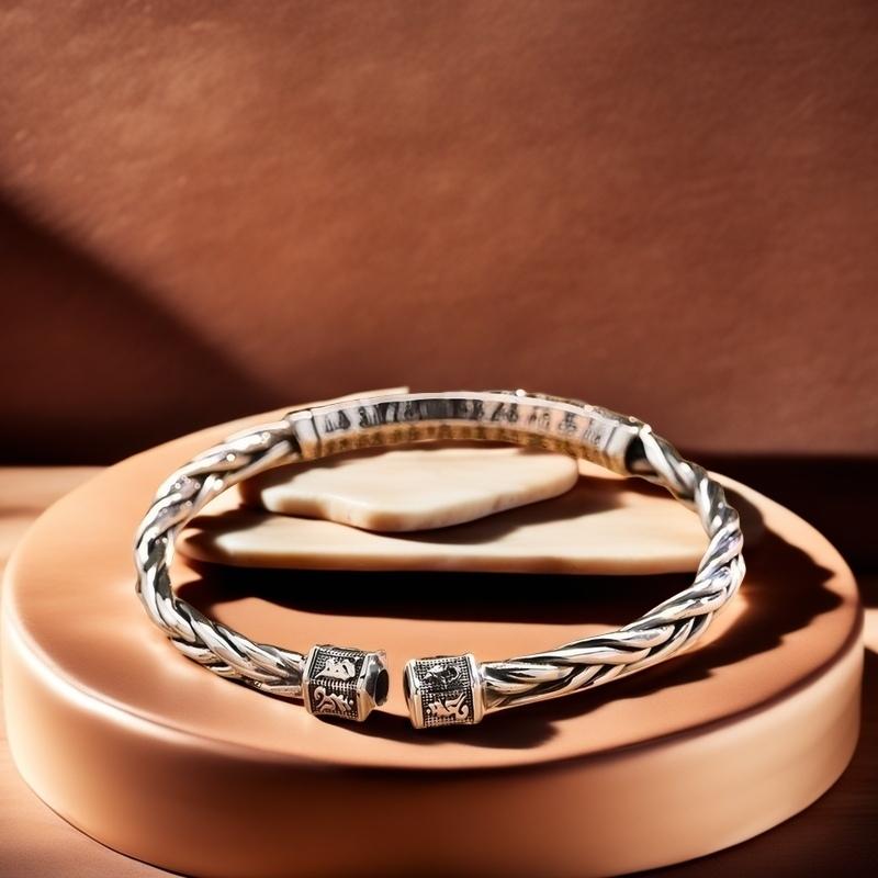 Solid Silver s925 Bangle Sterling Silver bangle Men's open bangle can be freely adjusted size send boyfriend send Dad birthday holiday gift Silver weight 34g /1.19 oz