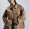 Women's Plain Basic Button-Front Drop-Shoulder Fitted Denim Jacket Coats, Casual Fashionable Outerwear Long-Sleeve Collared Pocket Outerwear for Daily Wear, Aesthetic Womenswear #GLOBAL PICKS