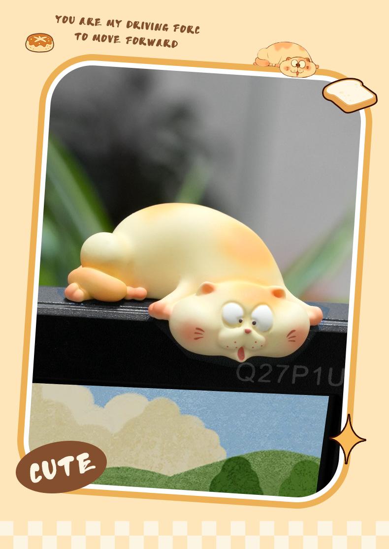 Funny Fat Cat Monitor Sitter Set - 6Pcs Cute Chubby Kitty Computer Topper, Desktop Ornament for Office Desk Decor, Stress Relief Gift for Cat Lovers & Coworkers