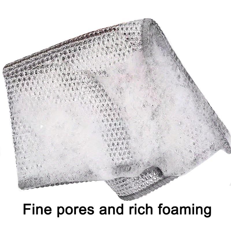 PSOS Multipack Multipurpose Non-Scratch Wire Dishcloths 5Pcs Silver 2-Layer Reusable Dishwashing Rags for Wet & Dry Use Sinks Pans Dishes Fathersdaygift Set