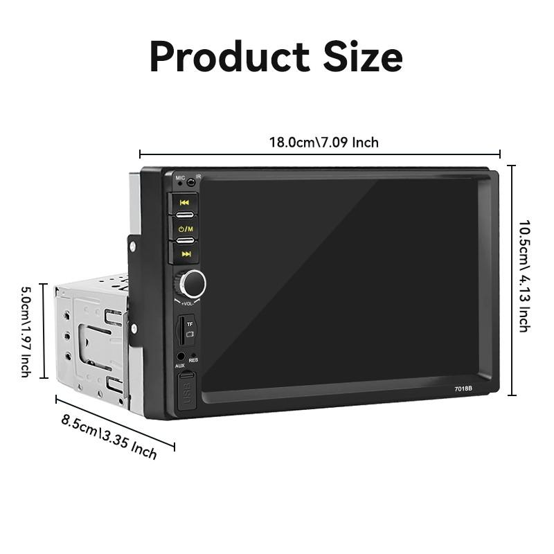 7 Inch 1 DIN Car Display with Wired Carplay Android Auto Bluetooth-compatible 5.0 Mirror Link, Supports Rear Camera USB TF Aux Fm 12V Adapter Radio, Car Video Player.