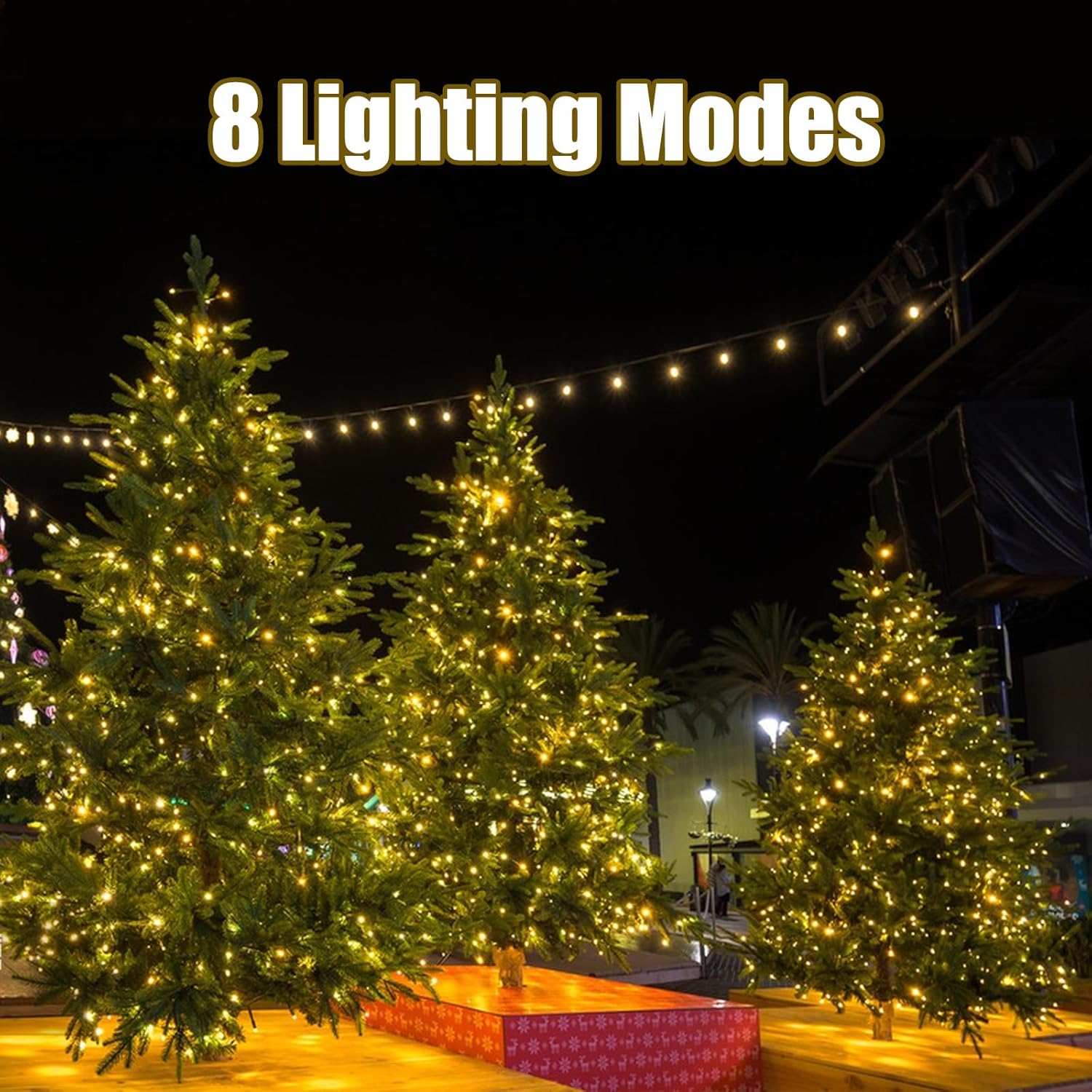 2-Pack Solar String Lights, Total Length 104.98 Feet, 300 LED Outdoor Solar Fairy Lights, 8 Modes of Solar Twinkling Lights, Mini LED Solar String Lights, Suitable for Christmas Garden Party Decorations, Warm White Color, IP44 Waterproof