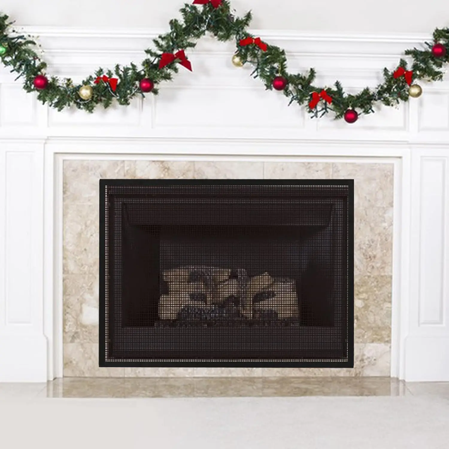 Fireplace Screen Safe Mesh Gate Mesh Screen Child Proof Existing Fireplace Barrier Guard Net Adhesive Cover Fire Place Doors for The Living Room Indoor Toddler Baby Pets 39 * 32inch