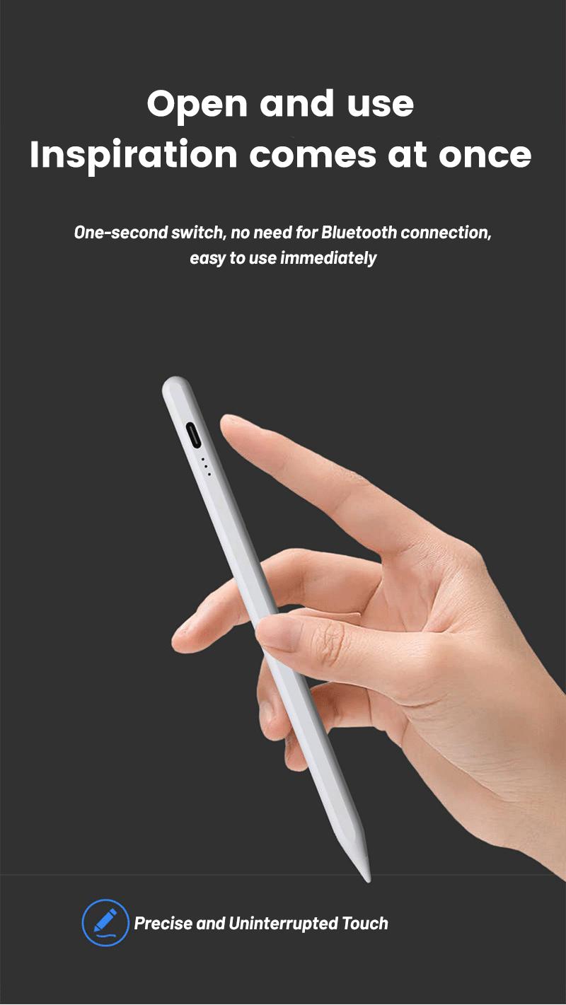 Universal second-generation stylus, compatible with iOS, Android and devices including Apple iPads produced after 2018, as well as Xiaomi and Huawei devices.