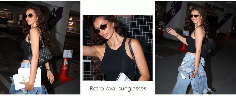 Retro Oval Sunglasses for Women Men Small  Sunglasses Trendy Gold Frame Round Shades Cute Designer Sunnies