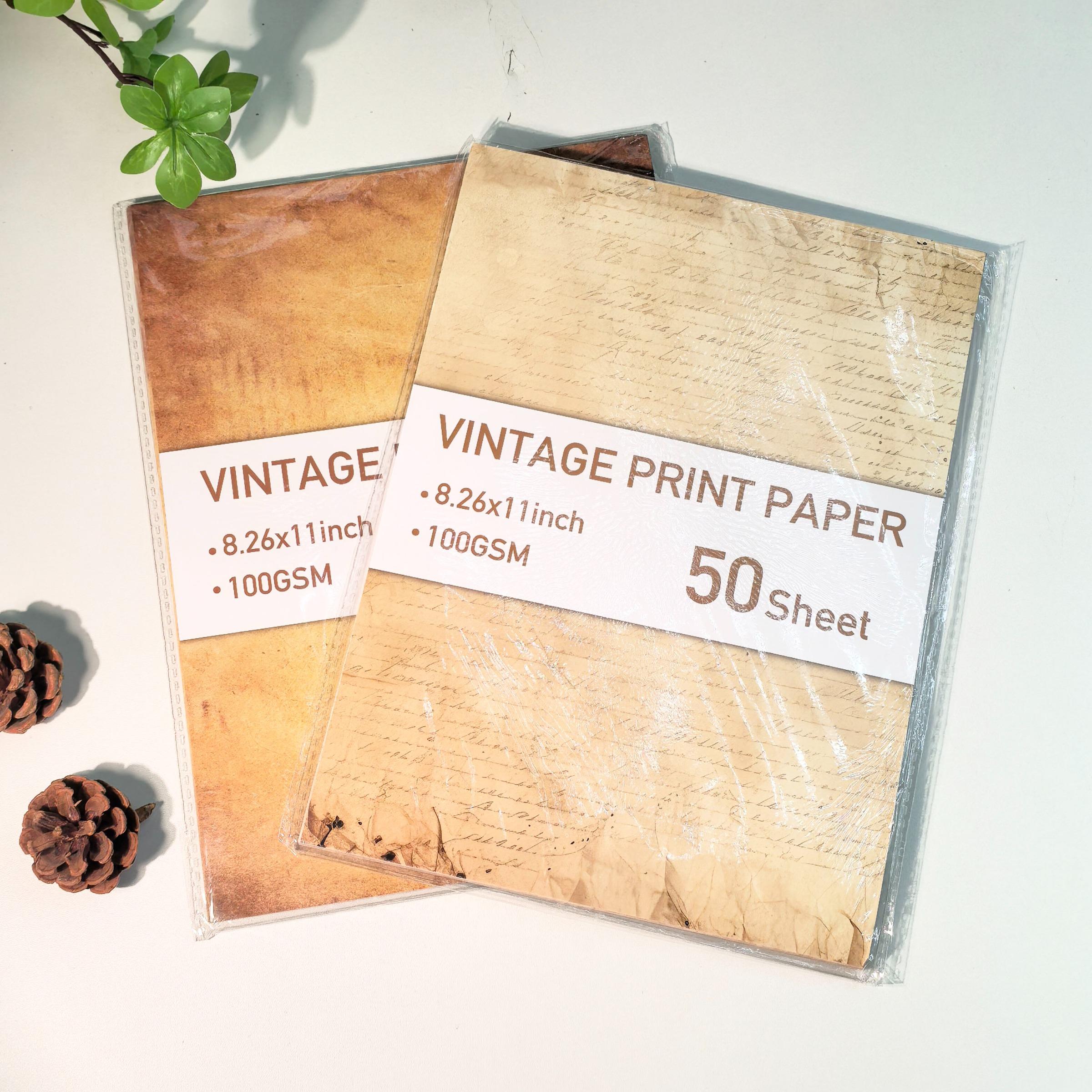 50 Sheets A4 Vintage Print Paper, Office Use, Greeting Cards, DIY Crafts, Holiday Stationery, Smooth Durable Writing Paper