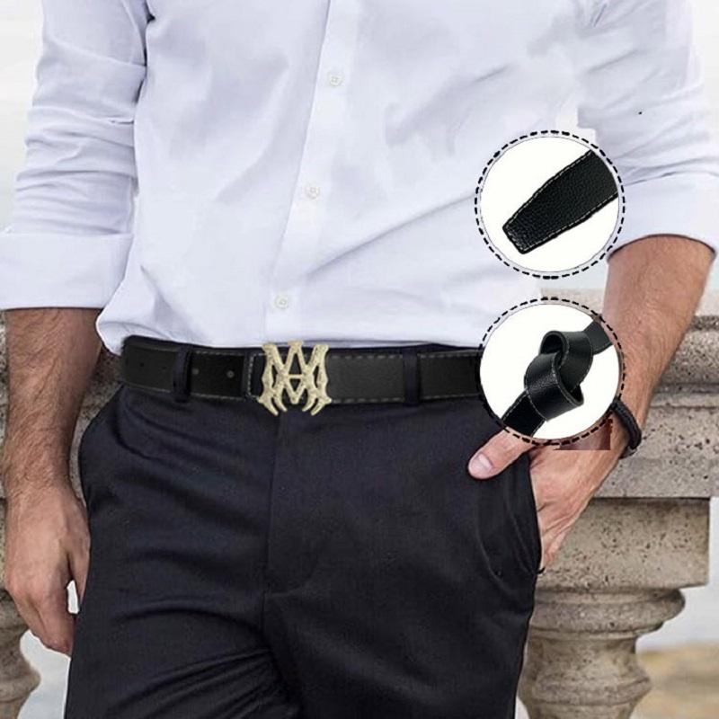 Men's diamond AM buckle belt, casual denim belt, high-end design, suitable for young people, fashionable and durable accessories