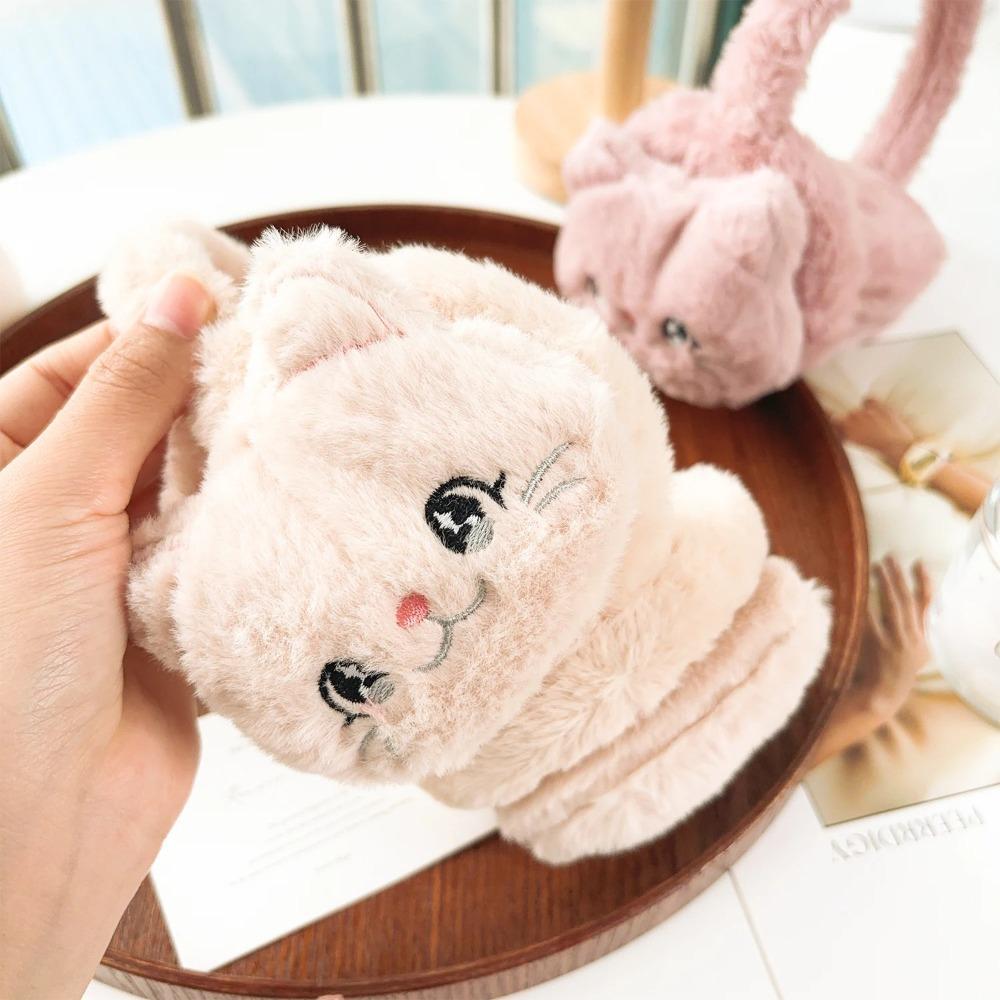 Cute Cartoon Cat Earflap Coldproof Thicken Ear Cover Soft Warm Plush Earmuffs for Women Girls